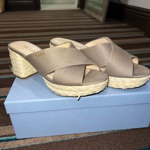 PRADA gray espadrille heels size 37 US 7